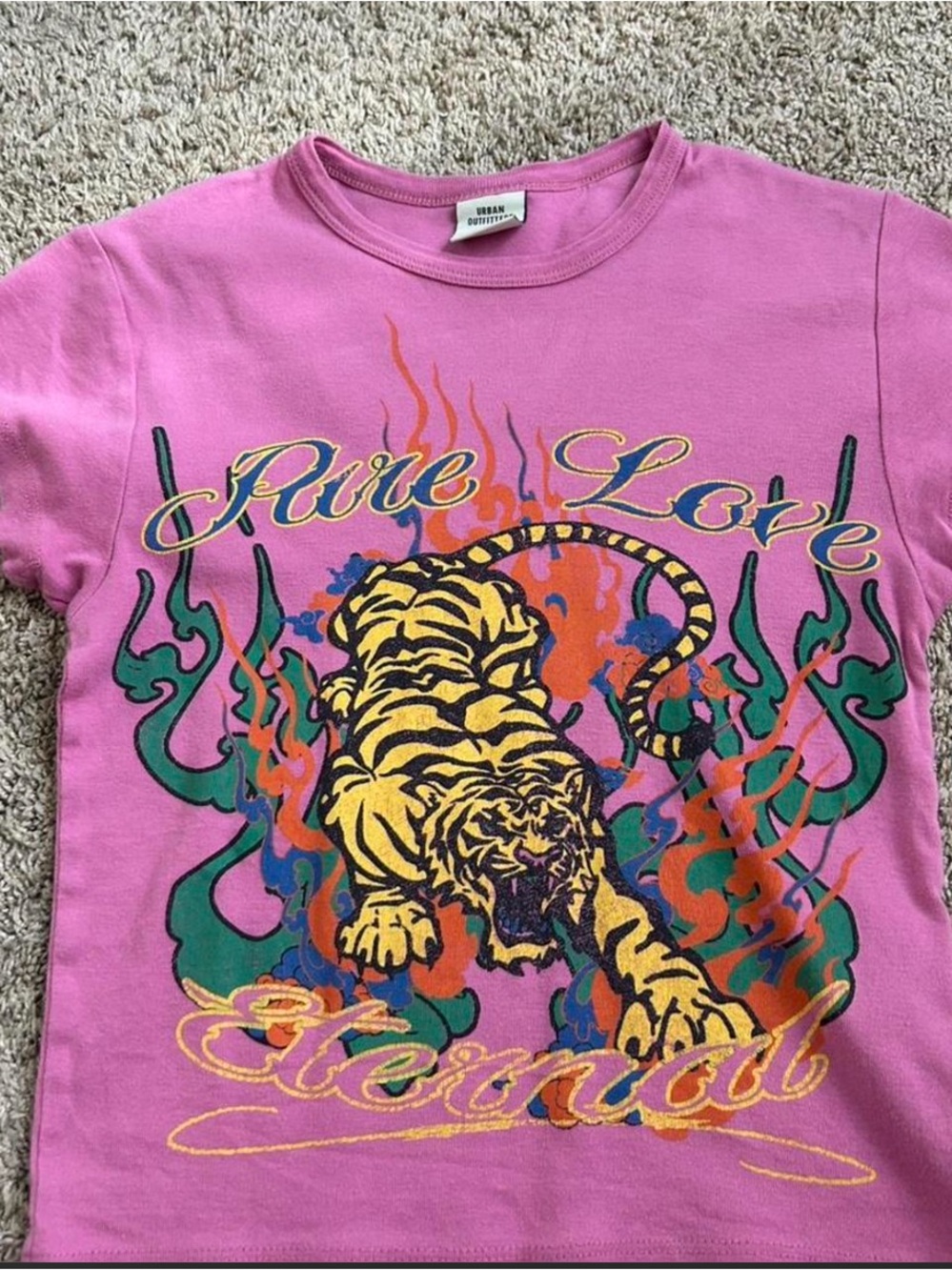 Urban Outfitters Pink Tiger Flame Graphic Tee